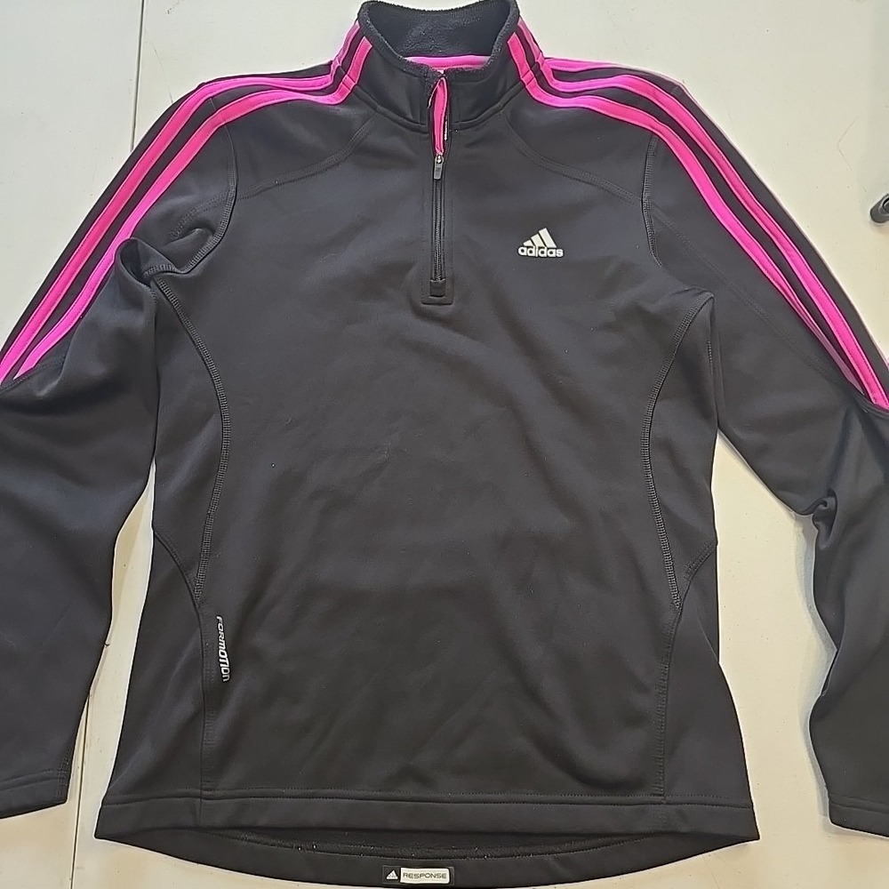 Adidas Response Formotion‎ Shirt Women's Small S Athletic 1/4 Zip Up Black Pink